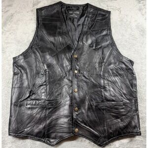 Ken's Leather Pigskin Vest Men's XXL Black Patchwork Biker Motorcycle Western